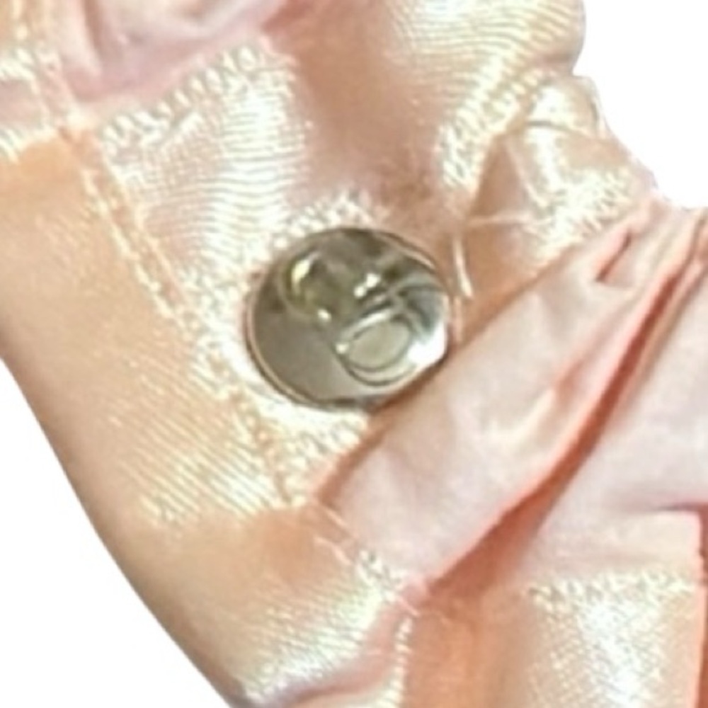 Auth Dior Pink Scrunchie hair tie with silver CD rivet accents vintage Rare - Picture 3 of 13